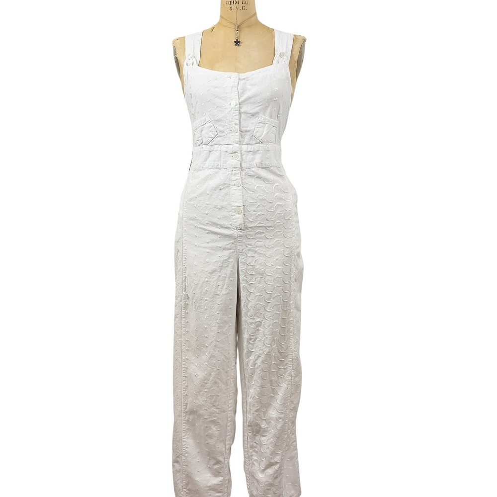 Boho Sacred Threads White Eyelet Embroidered Cotton Romper Cottagecore Size XL
